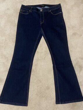 White House Black Market Skinny Flare Jeans Size 12S Dark Wash 2 Button